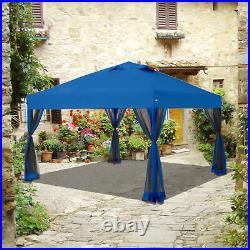 CROWN SHADES 10 x 10 Ft Pop Up Gazebo with Mosquito Net Sidewalls, Blue (Used)