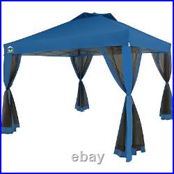 CROWN SHADES 10 x 10 Ft Pop Up Gazebo with Mosquito Net Sidewalls, Blue (Used)