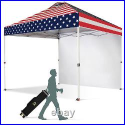 CROWN SHADES 10x10 Ft Canopy Tent withSidewall & Push Lock, American Flag (Used)