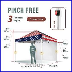 CROWN SHADES 10x10 Ft Canopy Tent withSidewall & Push Lock, American Flag (Used)