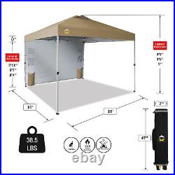 CROWN SHADES 10x10 Ft Pop Up Canopy Tent withOrganizer Pocket Sidewall, Beige(Used)