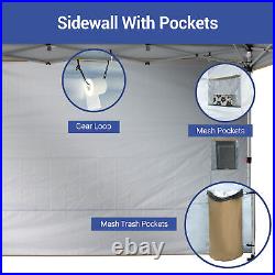 CROWN SHADES 10x10 Ft Pop Up Canopy Tent withOrganizer Pocket Sidewall, Beige(Used)