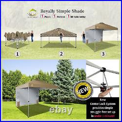 CROWN SHADES 10x10 Ft Pop Up Canopy Tent withOrganizer Pocket Sidewall, Beige(Used)