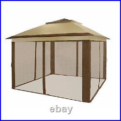 CROWN SHADES 11 x 11 Ft Pop Up Gazebo Shelter withNet Walls, Beige/Coffee (Used)