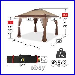 CROWN SHADES 13'x13' Gazebo Canopy, Beige&Coffee (Used)