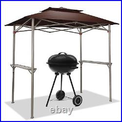 CROWN SHADES 8'x5' BBQ Grill Gazebo with Vented Top & Side Shelves, Coffee(Used)