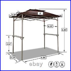 CROWN SHADES 8'x5' BBQ Grill Gazebo with Vented Top & Side Shelves, Coffee(Used)