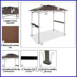 CROWN SHADES 8'x5' BBQ Grill Gazebo with Vented Top & Side Shelves, Coffee(Used)