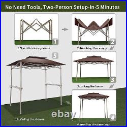 CROWN SHADES 8'x5' BBQ Grill Gazebo with Vented Top & Side Shelves, Coffee(Used)