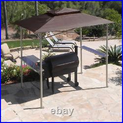 CROWN SHADES 8'x5' BBQ Grill Gazebo with Vented Top & Side Shelves, Coffee(Used)