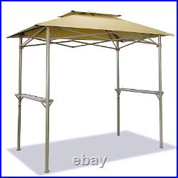 CROWN SHADES 8 x 5 Foot BBQ Grill Gazebo with Vented Top and Side Shelves, Beige