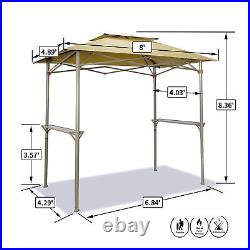 CROWN SHADES 8 x 5 Foot BBQ Grill Gazebo with Vented Top and Side Shelves, Beige