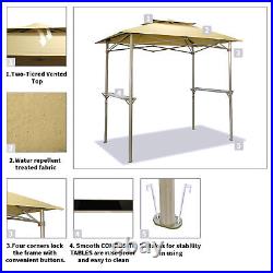 CROWN SHADES 8 x 5 Foot BBQ Grill Gazebo with Vented Top and Side Shelves, Beige