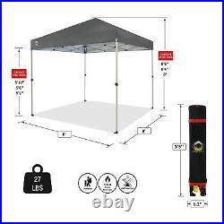 CROWN SHADES 8x8 Ft Pop Up Canopy Tent with 1 Push Center Lock, Gray (Used)