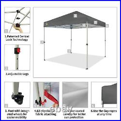 CROWN SHADES 8x8 Ft Pop Up Canopy Tent with 1 Push Center Lock, Gray (Used)