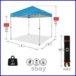 CROWN SHADES 8x8 Ft Pop Up Canopy Tent with 1 Push Center Lock, Sky Blue (Used)