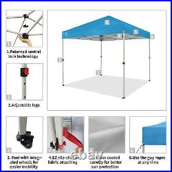 CROWN SHADES 8x8 Ft Pop Up Canopy Tent with 1 Push Center Lock, Sky Blue (Used)