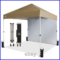 CROWN SHADES 8x8 Ft Pop Up Canopy Tent with Sidewall & 1 Push Lock, Beige (Used)