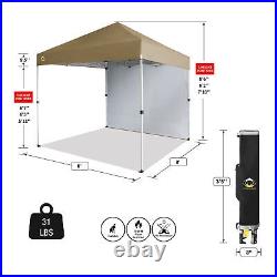 CROWN SHADES 8x8 Ft Pop Up Canopy Tent with Sidewall & 1 Push Lock, Beige (Used)