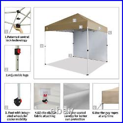 CROWN SHADES 8x8 Ft Pop Up Canopy Tent with Sidewall & 1 Push Lock, Beige (Used)