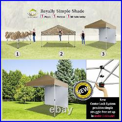 CROWN SHADES 8x8 Ft Pop Up Canopy Tent with Sidewall & 1 Push Lock, Beige (Used)