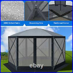 Camping Canopy Pop-up Camping Gazebo Shelter Sun Shade 6 Sided Portable 11.5 ft