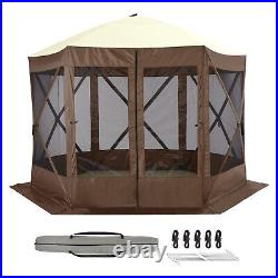 Camping Gazebo 10x10ft Portable Pop Up Canopy Screen Tent 6 Sided for Outdoor
