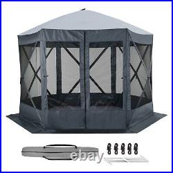 Camping Gazebo 12x12ft Portable Pop Up Canopy Screen Tent for Outdoor Grey