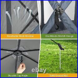 Camping Gazebo 12x12ft Portable Pop Up Canopy Screen Tent for Outdoor Grey