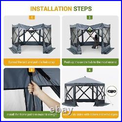 Camping Gazebo 12x12ft Portable Pop Up Canopy Screen Tent for Outdoor Grey