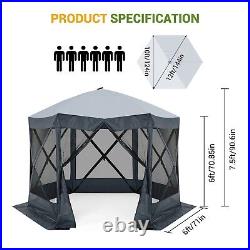 Camping Gazebo 12x12ft Portable Pop Up Canopy Screen Tent for Outdoor Grey