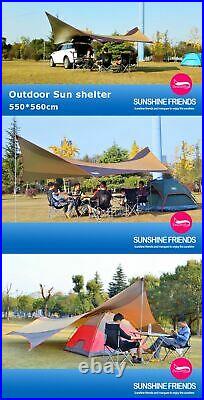 Camping Sun Shelter 5-8 Person Waterproof UV-Protection Beach Shade 18x18.4 Ft