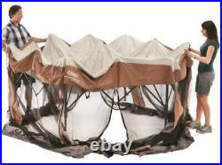 Canopy Tent Screened Sun Shade Instant Setup Ground Stakes Portable Brown New