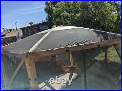 Clam Escape Sky Screen Room Gazebo Canopy Mesh Roof + Rain Fly Portable Tent