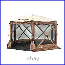 Clam Pavilion Camper 10' x 10' 8 Person Pop Up Camping Canopy, Brown (For Parts)