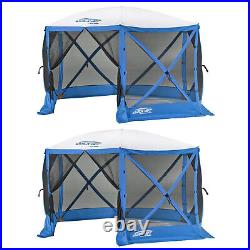 Clam Quick Set Escape Sport Pop Up Canopy Tailgate Tent, Blue/White (2 Pack)