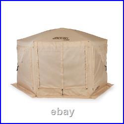 Clam Quick Set Pavilion Portable Camping Outdoor Gazebo Canopy, Tan (2 Pack)
