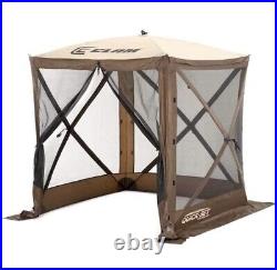 Clam Quick Set Pavilion Portable Outdoor Canopy Shelter Screen, Brown And Panels