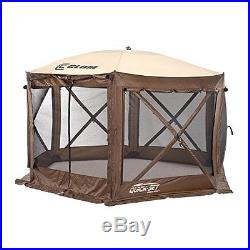 Clam Shelter Canopy Tent Bug Net Travel House Hiking UV Rain Brown 150 X 150 In