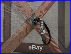 Clam Shelter Canopy Tent Bug Net Travel House Hiking UV Rain Brown 150 X 150 In