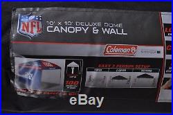 Coleman NFL Team Logo Easy Tailgate 10x10 Canopy withWall Dome UV Oakland Raiders