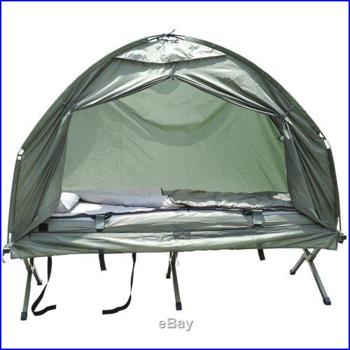 Compact Portable Foldable Pop Up Tent Camping Cot w/ Air Mattress & Sleeping Bag