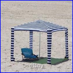 Cool Cabanas, Worlds Best Beach Sun Shelter, Beach Tents, Navy, White, Blue Strips