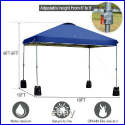 Costway 10x10 FT Pop up Canopy Tent Wheeled Carry Bag 4 Canopy Sand Bag Blue