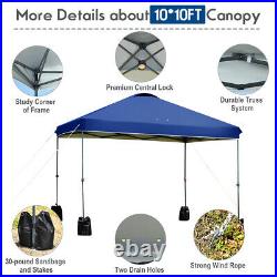 Costway 10x10 FT Pop up Canopy Tent Wheeled Carry Bag 4 Canopy Sand Bag Blue