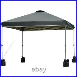 Costway 10x10 FT Pop up Canopy Tent Wheeled Carry Bag 4 Canopy Sand Bag Grey