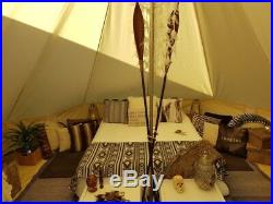 Cotton Canvas 4MBell Tent 360° Mesh Wall Glamping Beige Safari Yurts Breathable