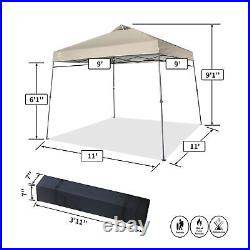 Crown Shades 11' x 11' Base 9' x 9' Top Instant Pop Up Canopy withCarry Bag, Beige
