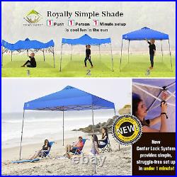 Crown Shades 11' x 11' Base 9' x 9' Top Instant Pop Up Canopy withCarry Bag, Blue