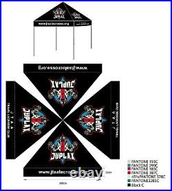 Custom 10 x 10 Tent Combo, 300D Tent Cover, Backwall, 11ft Flag, 8ft Table Throw